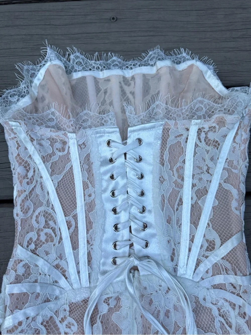 White Lace Corset Mini Dress - Elegant Strapless Party Dress